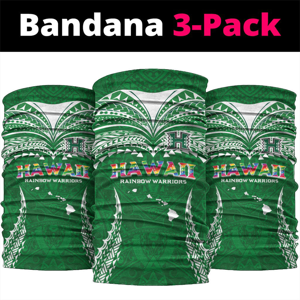 Hawaii Rainbow Warriors Neck Gaiter Polynesian Motif Green Color