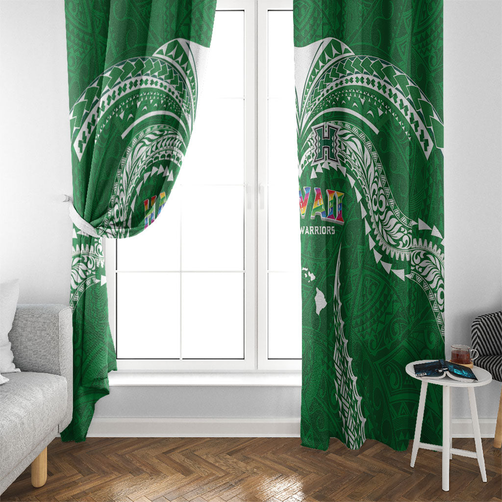 Hawaii Rainbow Warriors Window Curtain Polynesian Motif Green Color