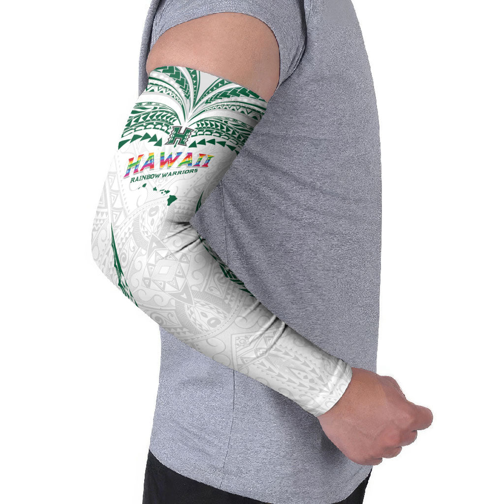 Custom Hawaii Rainbow Warriors Arm Sleeves Polynesian Motif White Color