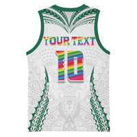 Custom Hawaii Rainbow Warriors Basketball Jersey Polynesian Motif White Color