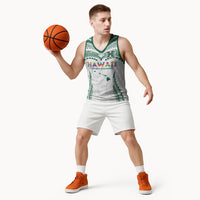 Custom Hawaii Rainbow Warriors Basketball Jersey Polynesian Motif White Color