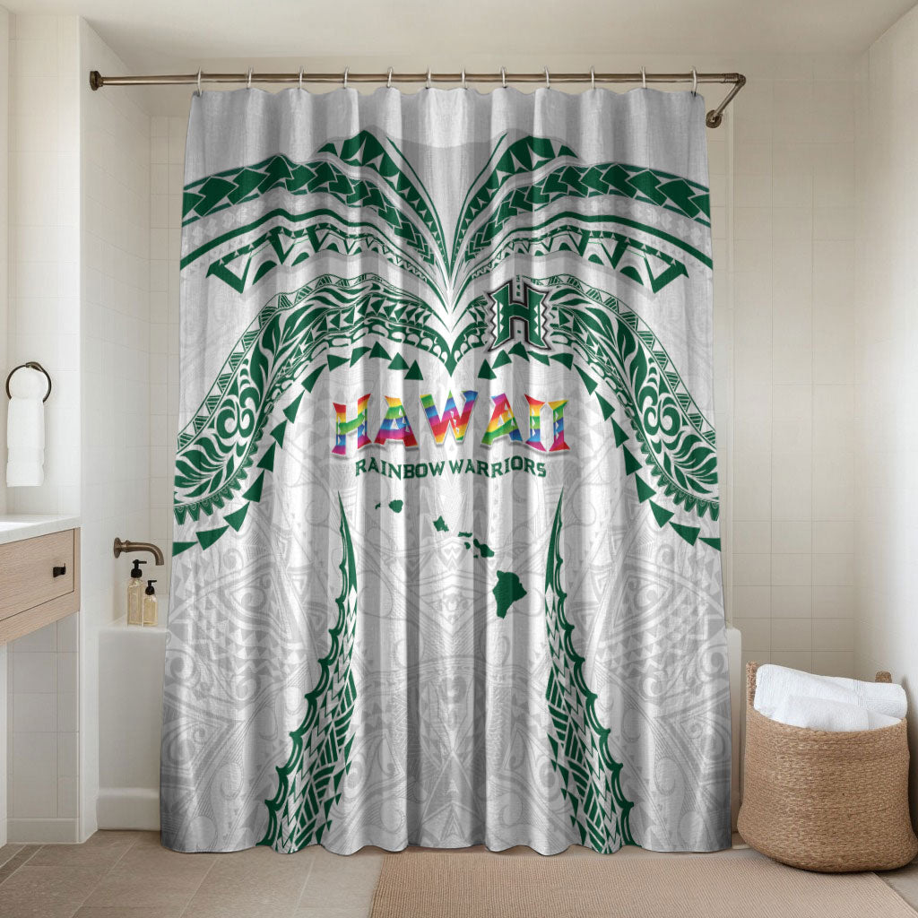 Hawaii Rainbow Warriors Bathroom Set Polynesian Motif White Color