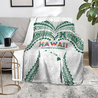 Hawaii Rainbow Warriors Blanket Polynesian Motif White Color