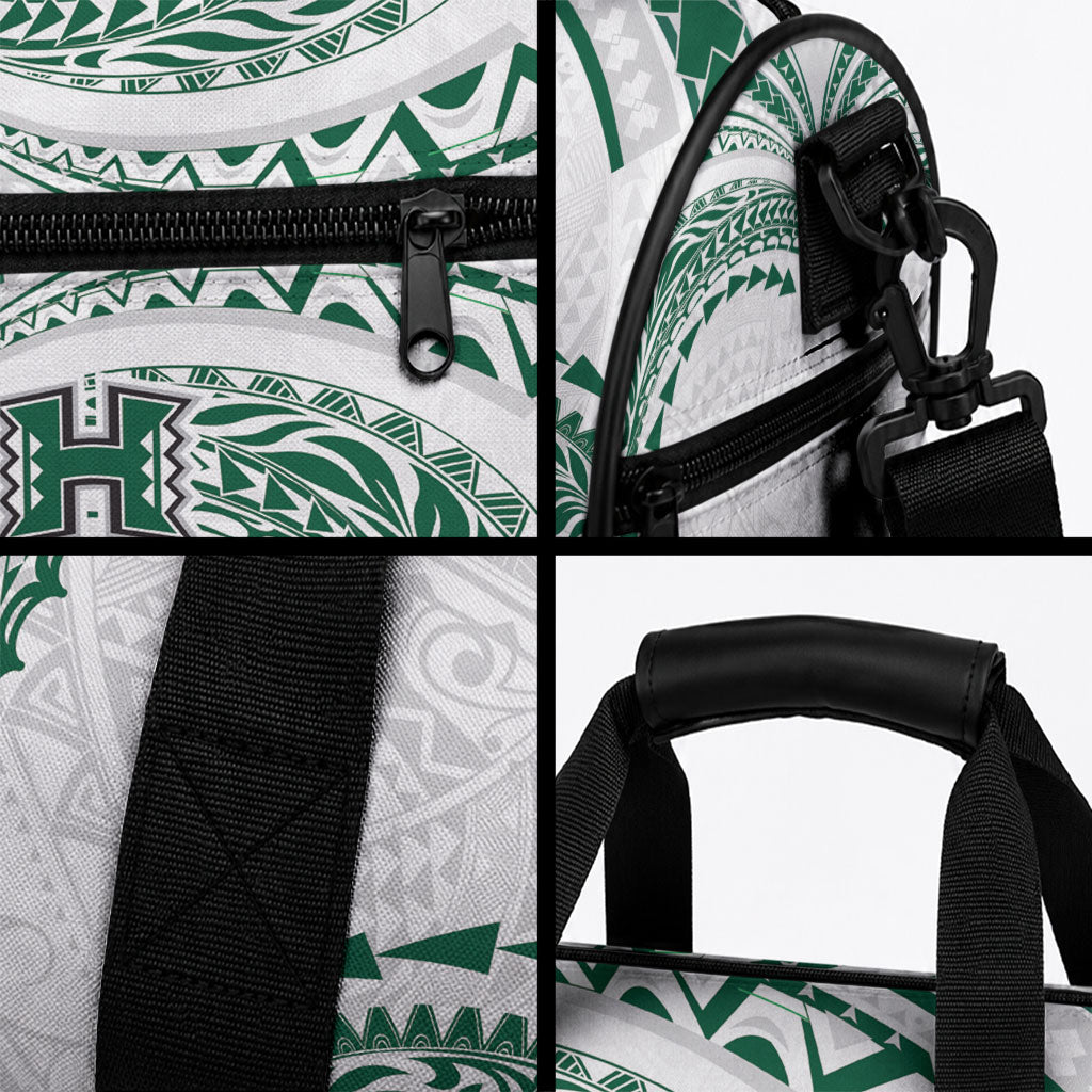 Hawaii Rainbow Warriors Duffle Bag Polynesian Motif White Color