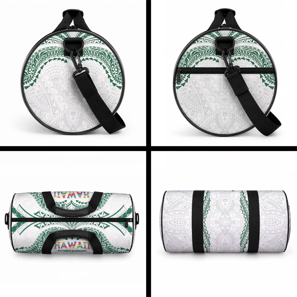Hawaii Rainbow Warriors Duffle Bag Polynesian Motif White Color