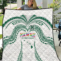 Hawaii Rainbow Warriors Quilt Polynesian Motif White Color
