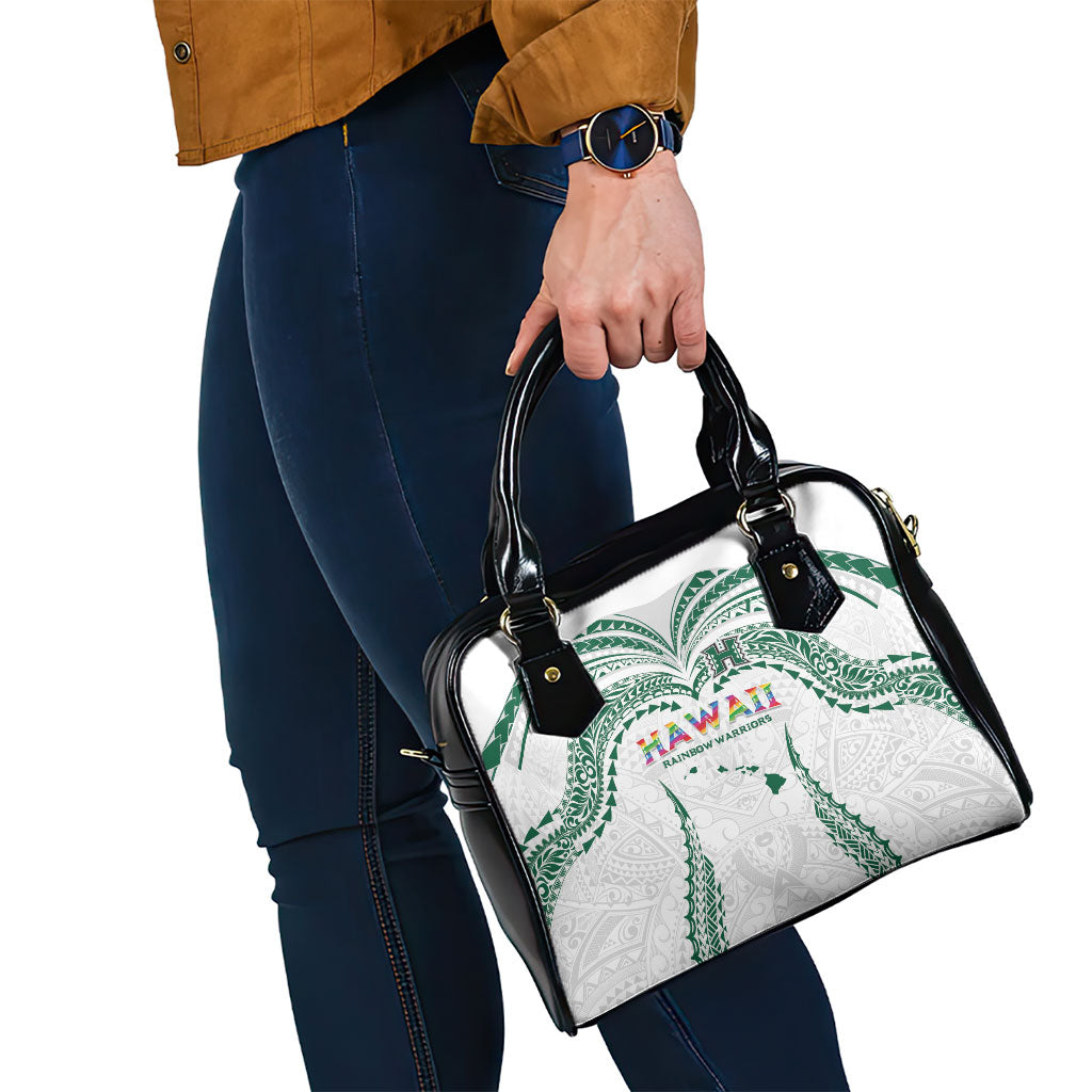 Hawaii Rainbow Warriors Shoulder Handbag Polynesian Motif White Color
