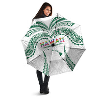 Hawaii Rainbow Warriors Umbrella Polynesian Motif White Color