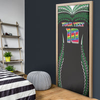 Custom Hawaii Rainbow Warriors Door Cover Polynesian Motif Black Color