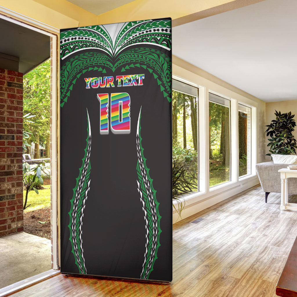 Custom Hawaii Rainbow Warriors Door Cover Polynesian Motif Black Color