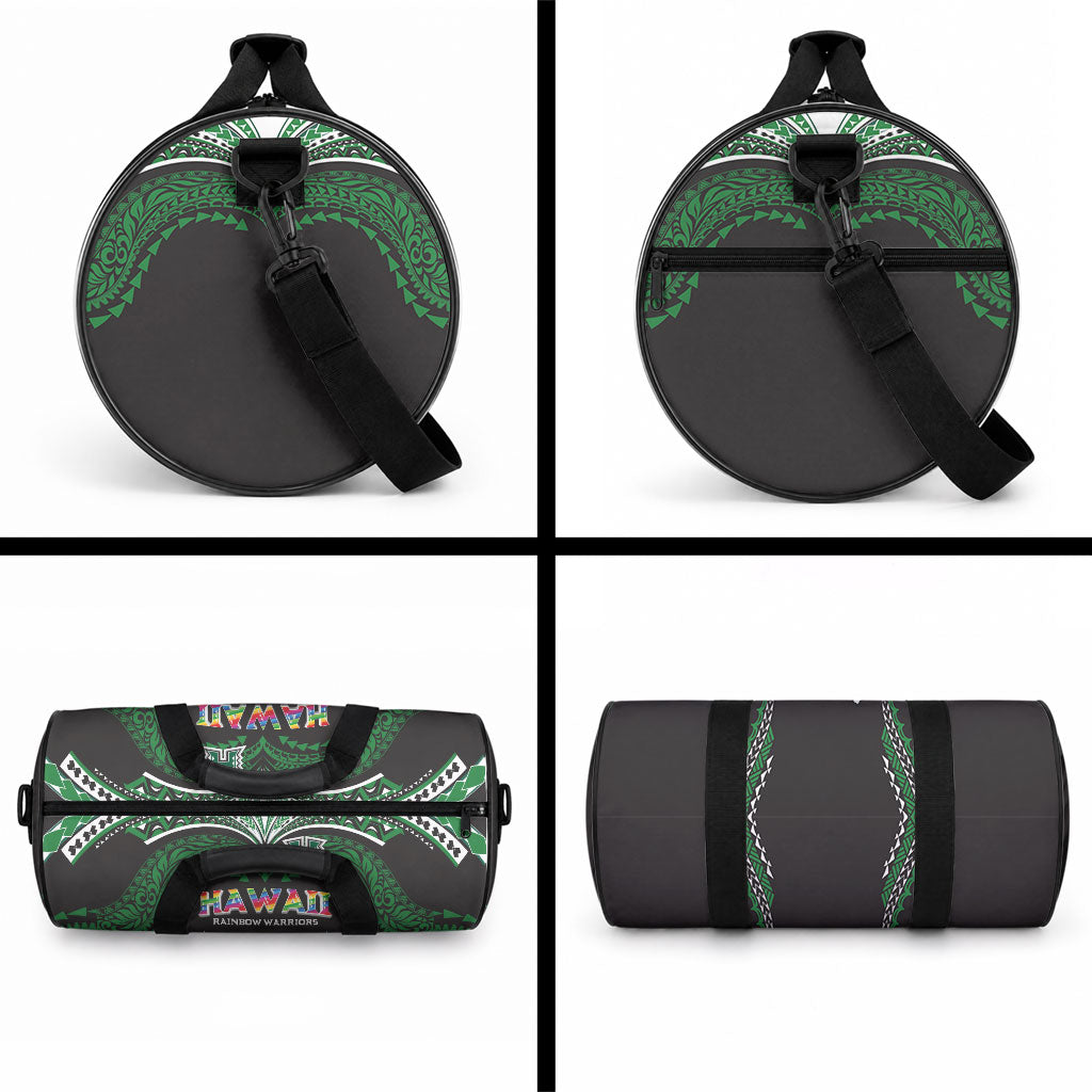 Hawaii Rainbow Warriors Duffle Bag Polynesian Motif Black Color