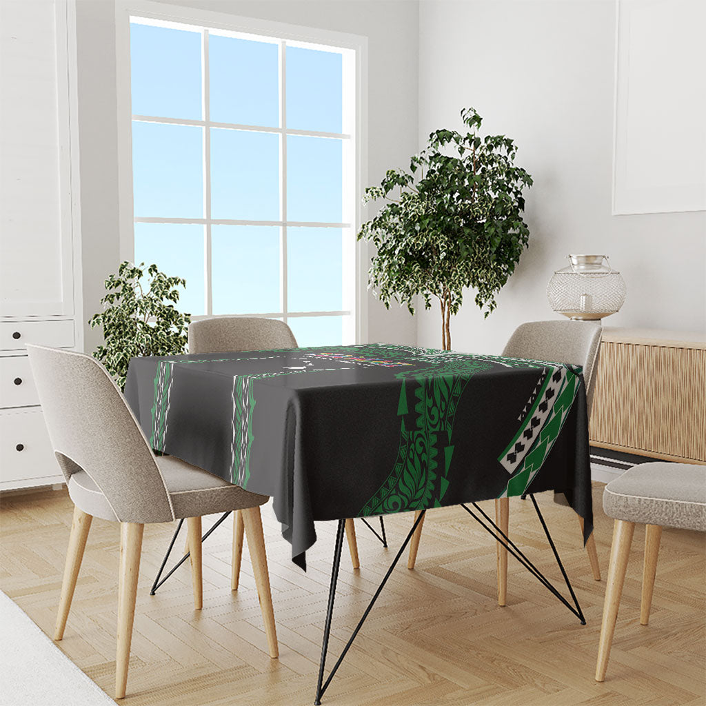 Hawaii Rainbow Warriors Tablecloth Polynesian Motif Black Color