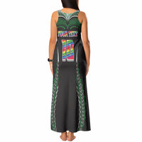 Custom Hawaii Rainbow Warriors Tank Maxi Dress Polynesian Motif Black Color