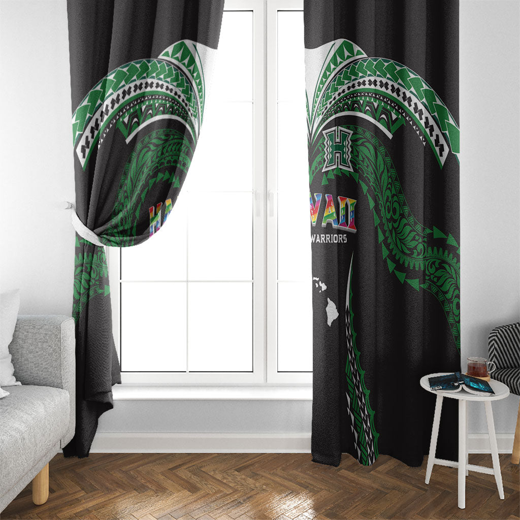 Hawaii Rainbow Warriors Window Curtain Polynesian Motif Black Color