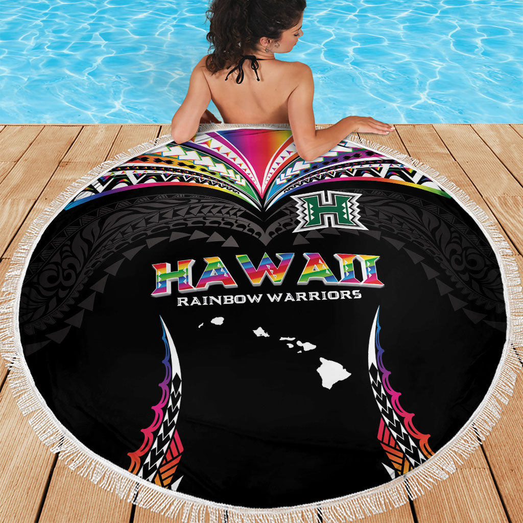 Hawaii Rainbow Warriors Beach Blanket Polynesian Motif Special Edition Rainbow Gradient