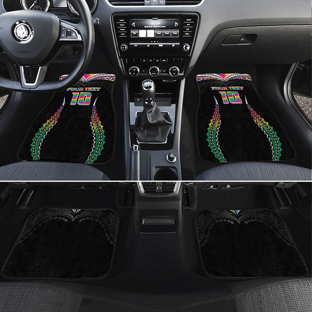 Custom Hawaii Rainbow Warriors Car Mats Polynesian Motif Special Edition Rainbow Gradient