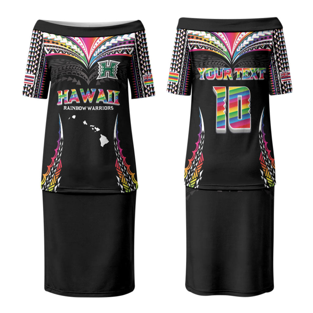 Custom Hawaii Rainbow Warriors Couples Matching Puletasi and Hawaiian Shirt Polynesian Motif Special Edition Rainbow Gradient