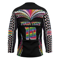 Custom Hawaii Rainbow Warriors Hockey Jersey Polynesian Motif Special Edition Rainbow Gradient