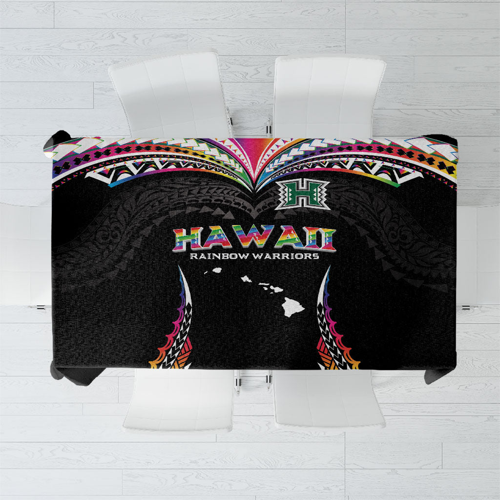 Hawaii Rainbow Warriors Tablecloth Polynesian Motif Special Edition Rainbow Gradient