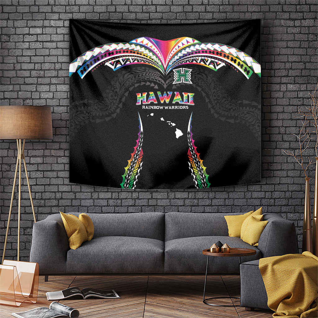 Hawaii Rainbow Warriors Tapestry Polynesian Motif Special Edition Rainbow Gradient