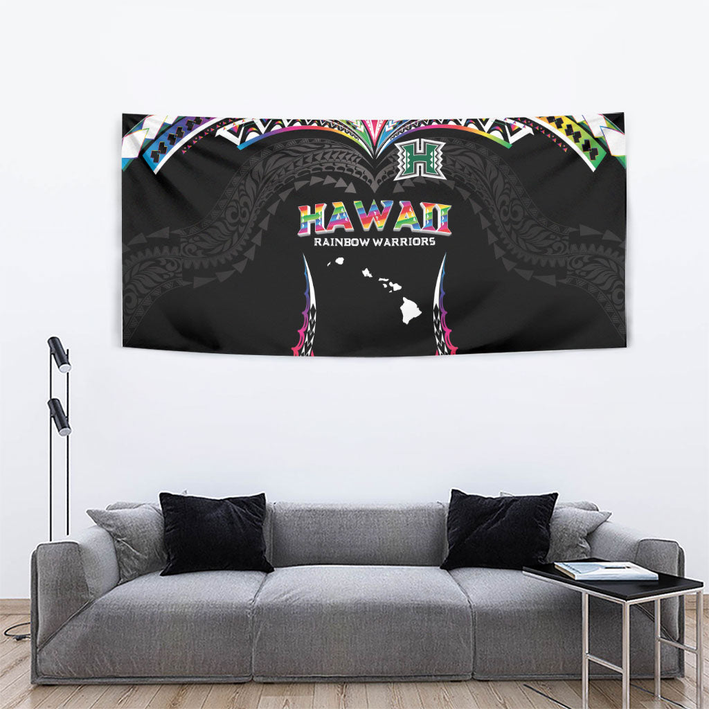 Hawaii Rainbow Warriors Tapestry Polynesian Motif Special Edition Rainbow Gradient