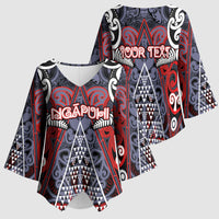 Personalised Aotearoa Iwi Ngapuhi Kimono Sleeve Blouse Maori Motif Tribal