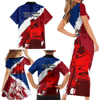 Samoa Rugby Family Matching Short Sleeve Bodycon Dress and Hawaiian Shirt Siva Tau Dance Polynesian Tattoo Brush Style LT03 - Polynesian Pride