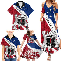 Samoa Rugby Family Matching Summer Maxi Dress and Hawaiian Shirt Siva Tau Dance Polynesian Tattoo Brush Style LT03 - Polynesian Pride