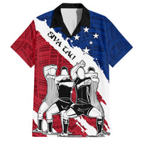 Samoa Rugby Family Matching Summer Maxi Dress and Hawaiian Shirt Siva Tau Dance Polynesian Tattoo Brush Style LT03 Dad's Shirt - Short Sleeve Red - Polynesian Pride