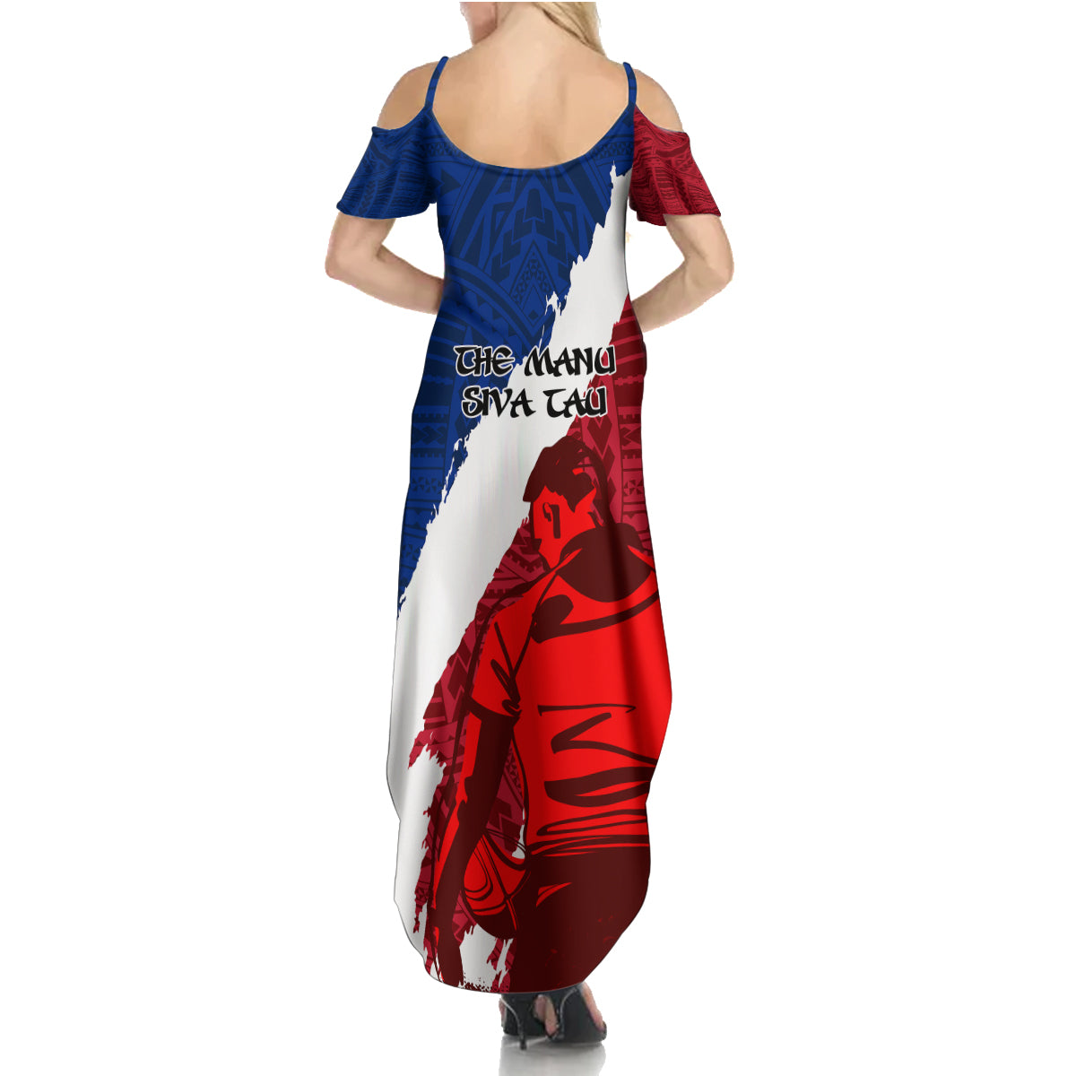Samoa Rugby Family Matching Summer Maxi Dress and Hawaiian Shirt Siva Tau Dance Polynesian Tattoo Brush Style LT03 - Polynesian Pride