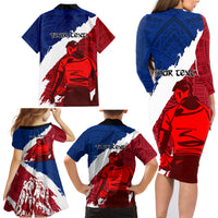 Custom Samoa Rugby Family Matching Long Sleeve Bodycon Dress and Hawaiian Shirt Siva Tau Dance Polynesian Tattoo Brush Style LT03 - Polynesian Pride