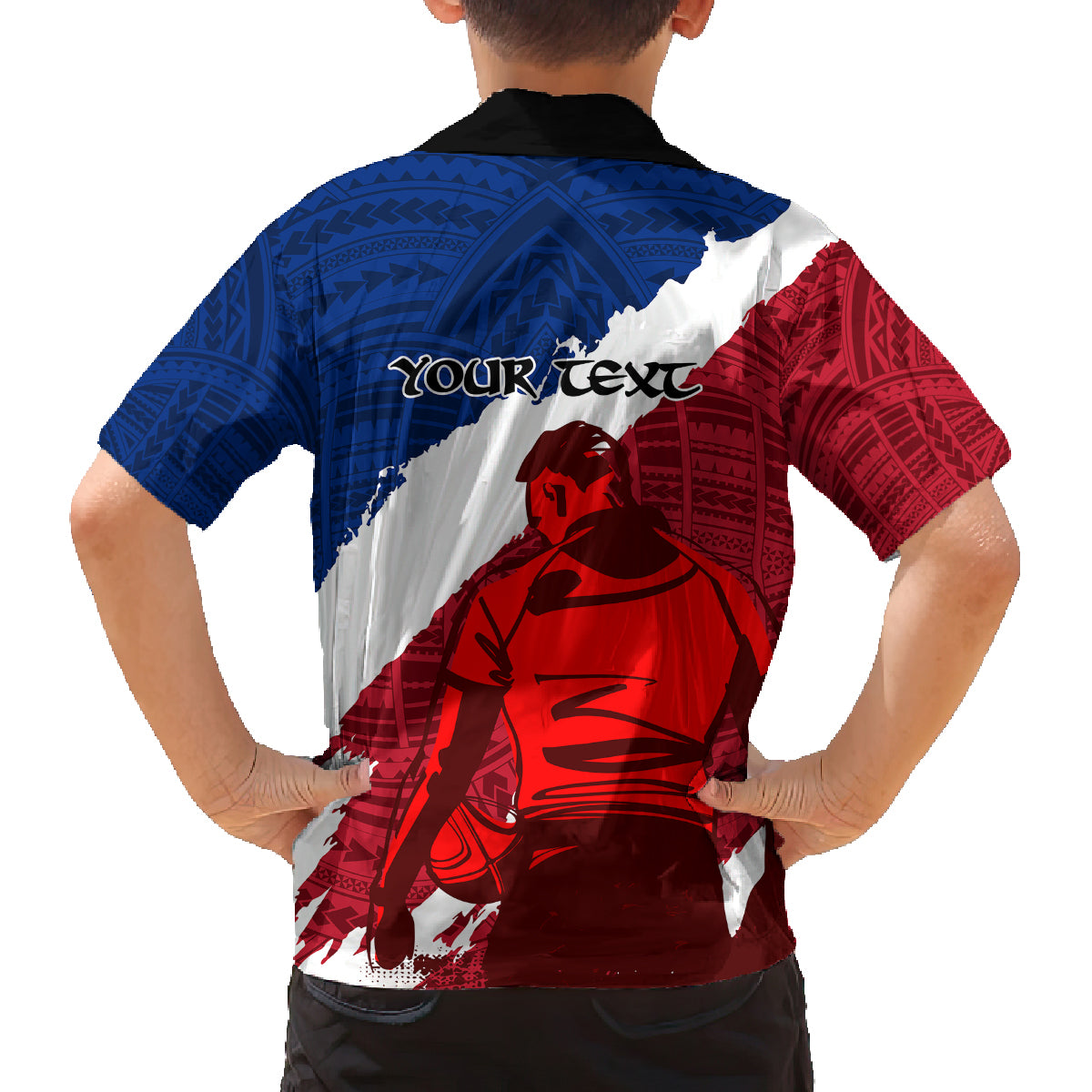 Custom Samoa Rugby Family Matching Off Shoulder Short Dress and Hawaiian Shirt Siva Tau Dance Polynesian Tattoo Brush Style LT03 - Polynesian Pride