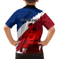 Custom Samoa Rugby Family Matching Off Shoulder Short Dress and Hawaiian Shirt Siva Tau Dance Polynesian Tattoo Brush Style LT03 - Polynesian Pride
