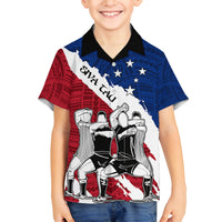 Custom Samoa Rugby Family Matching Summer Maxi Dress and Hawaiian Shirt Siva Tau Dance Polynesian Tattoo Brush Style LT03 Son's Shirt Red - Polynesian Pride