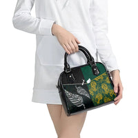 South Africa and New Zealand Shoulder Handbag King Protea and Silver Fern Mix Culture Pattern LT03 - Polynesian Pride