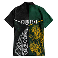 Personalised South Africa and New Zealand Family Matching Puletasi Dress and Hawaiian Shirt King Protea and Silver Fern Mix Culture Pattern LT03 - Polynesian Pride