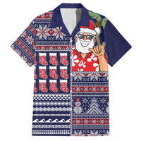 Hawaii Mele Kalikimaka Family Matching Tank Maxi Dress and Hawaiian Shirt Aloha and Christmas Elements Patchwork Blue Style LT03 Dad's Shirt - Short Sleeve Blue - Polynesian Pride