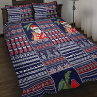 Hawaii Mele Kalikimaka Quilt Bed Set Aloha and Christmas Elements Patchwork Blue Style LT03 - Polynesian Pride