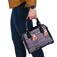 Hawaii Mele Kalikimaka Shoulder Handbag Aloha and Christmas Elements Patchwork Blue Style LT03 - Polynesian Pride