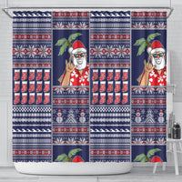 Hawaii Mele Kalikimaka Shower Curtain Aloha and Christmas Elements Patchwork Blue Style LT03 - Polynesian Pride