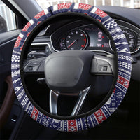 Hawaii Mele Kalikimaka Steering Wheel Cover Aloha and Christmas Elements Patchwork Blue Style LT03 - Polynesian Pride