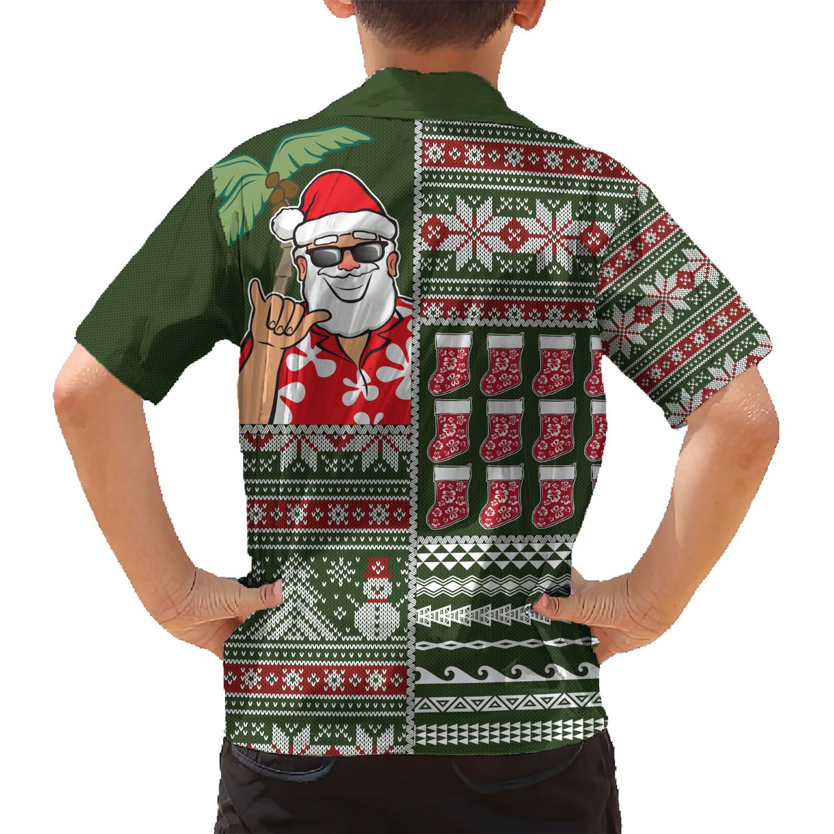 Hawaii Mele Kalikimaka Hawaiian Shirt Aloha and Christmas Elements Patchwork Green Style LT03 - Polynesian Pride