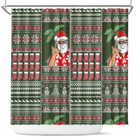 Hawaii Mele Kalikimaka Shower Curtain Aloha and Christmas Elements Patchwork Green Style LT03 Green - Polynesian Pride