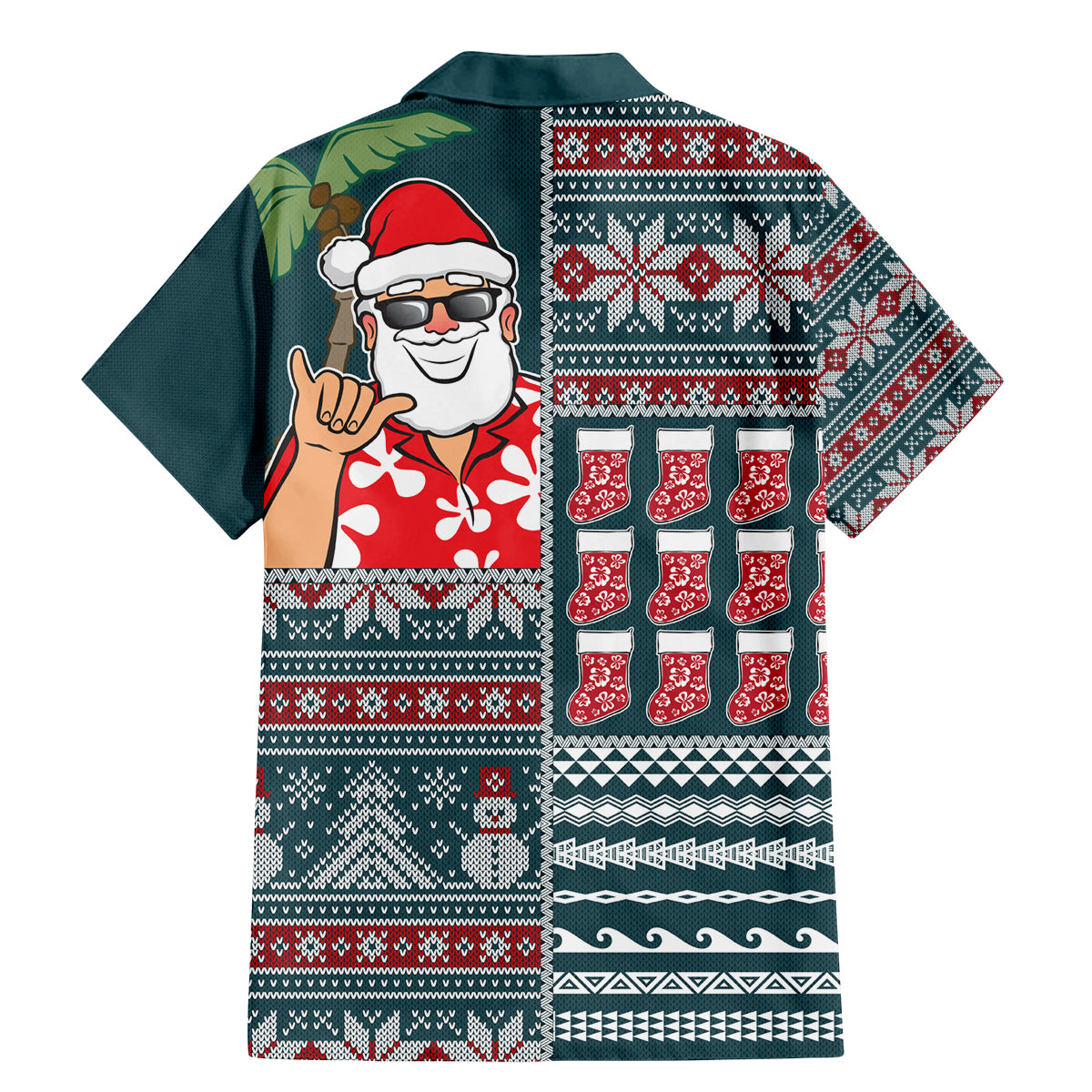 Hawaii Mele Kalikimaka Family Matching Mermaid Dress and Hawaiian Shirt Aloha and Christmas Elements Patchwork Turquoise Style LT03 - Polynesian Pride