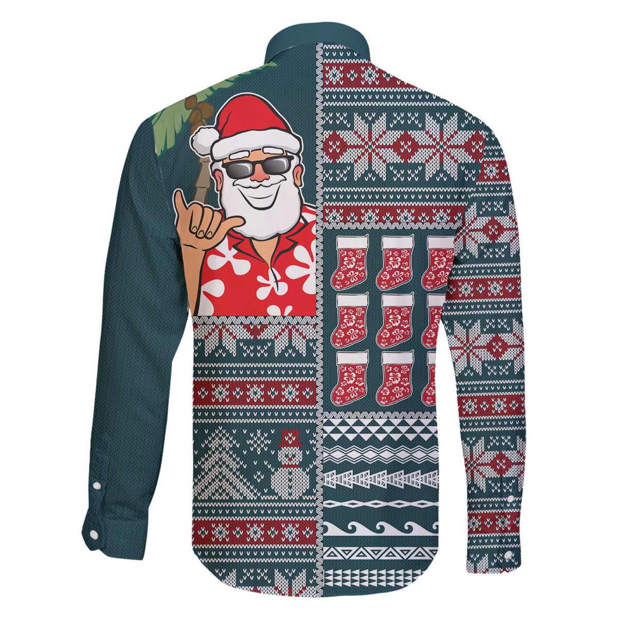 Hawaii Mele Kalikimaka Family Matching Tank Maxi Dress and Hawaiian Shirt Aloha and Christmas Elements Patchwork Turquoise Style LT03 - Polynesian Pride