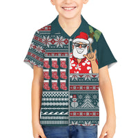 Hawaii Mele Kalikimaka Kid Hawaiian Shirt Aloha and Christmas Elements Patchwork Turquoise Style LT03 Kid Turquoise - Polynesian Pride