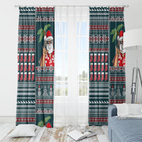 Hawaii Mele Kalikimaka Window Curtain Aloha and Christmas Elements Patchwork Turquoise Style LT03 - Polynesian Pride
