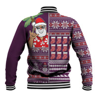 Hawaii Mele Kalikimaka Baseball Jacket Aloha and Christmas Elements Patchwork Pink Style LT03 - Polynesian Pride
