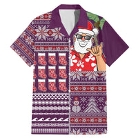 Hawaii Mele Kalikimaka Family Matching Mermaid Dress and Hawaiian Shirt Aloha and Christmas Elements Patchwork Pink Style LT03 Dad's Shirt - Short Sleeve Pink - Polynesian Pride
