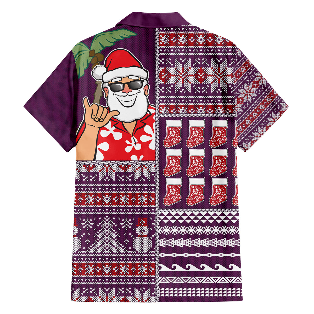 Hawaii Mele Kalikimaka Family Matching Off Shoulder Maxi Dress and Hawaiian Shirt Aloha and Christmas Elements Patchwork Pink Style LT03 - Polynesian Pride
